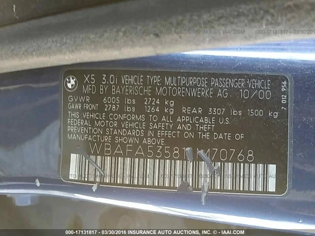 Продажа BMW X5 3.0 (231Hp) (M54B30) 4WD AT по запчастям