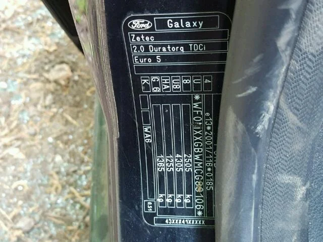 Продажа Ford Galaxy 2.0D (140Hp) (QXWA) FWD AT по запчастям