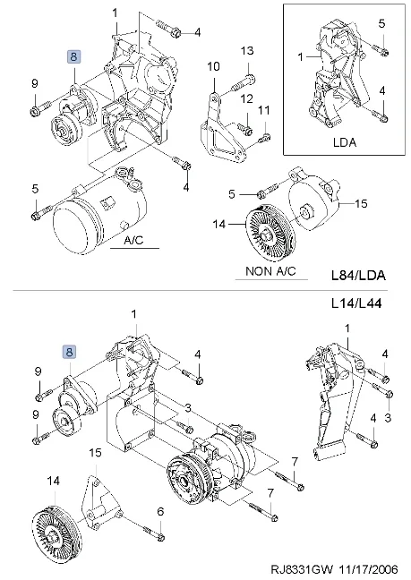 Ролик-натяжитель Chevrolet Lacetti 2008 J200