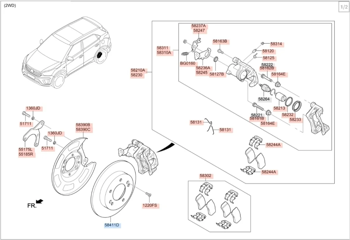 Тормозной диск Hyundai Creta 2020 GS