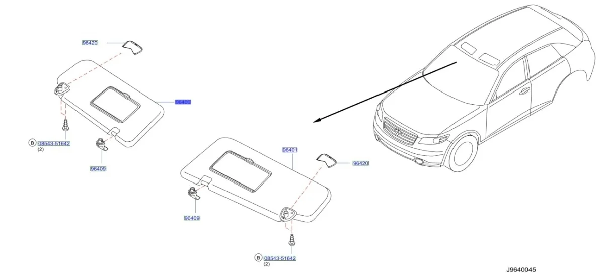 Козырек солнцезащитный Infiniti FX35 2003 S50