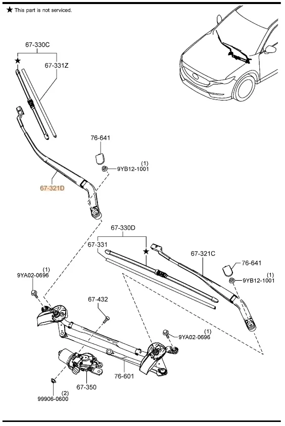 Поводок стеклоочистителя (дворник) Mazda CX-5 2018 KF