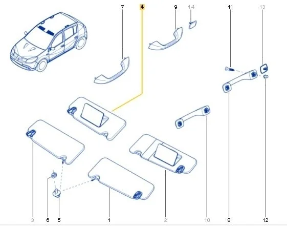 Козырек солнцезащитный Renault Sandero 2014 BS11, B90