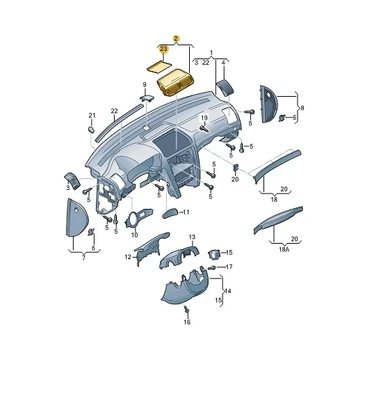 Накладка торпедо Skoda Octavia 2011 A5