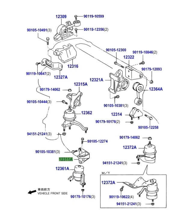 Кронштейн опоры двигателя Toyota Camry 2006 XV40