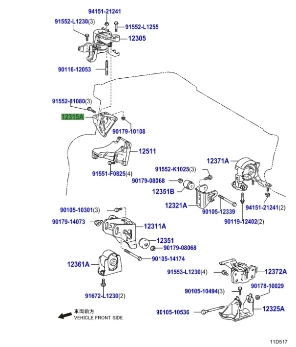 Кронштейн двигателя Toyota Corolla 2008 E150