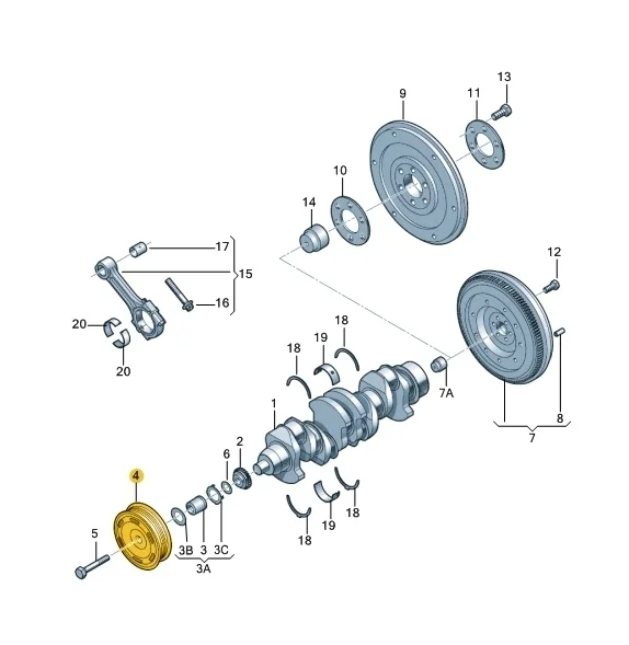 Шкив коленвала Volkswagen Polo 2013 Mk5