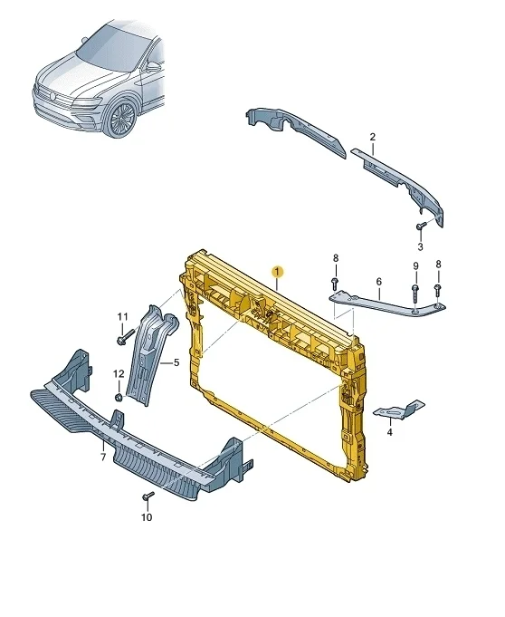 Рамка радиаторов (телевизор) Volkswagen Tiguan 2018 Mk