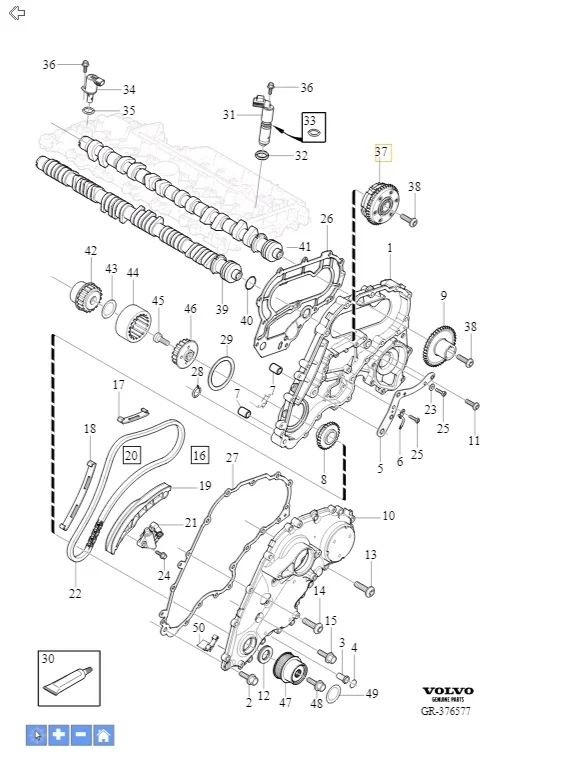 Механизм изменения фаз грм Volvo XC90 2009