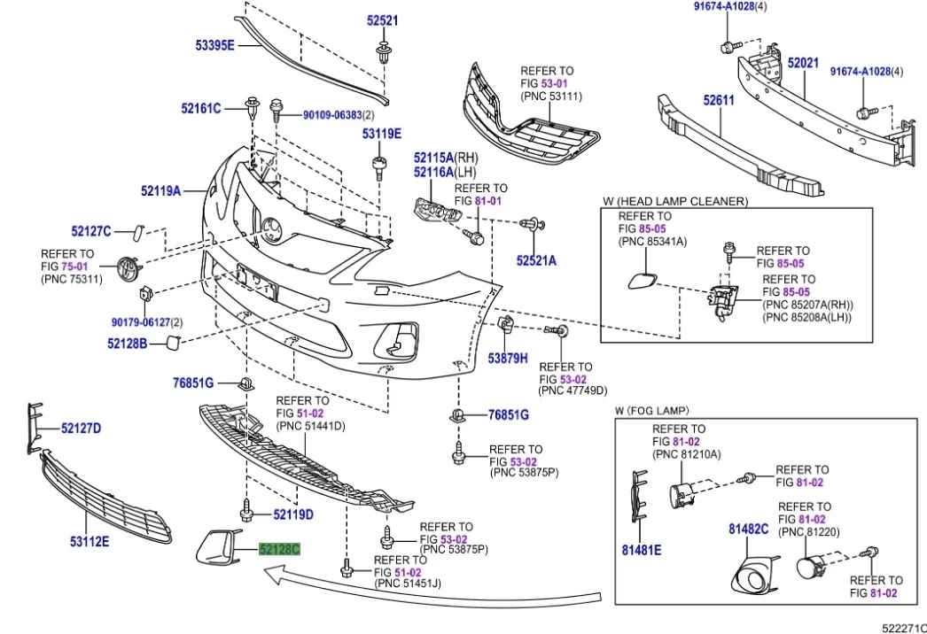 Заглушка в бампер Toyota Corolla 2011 E150