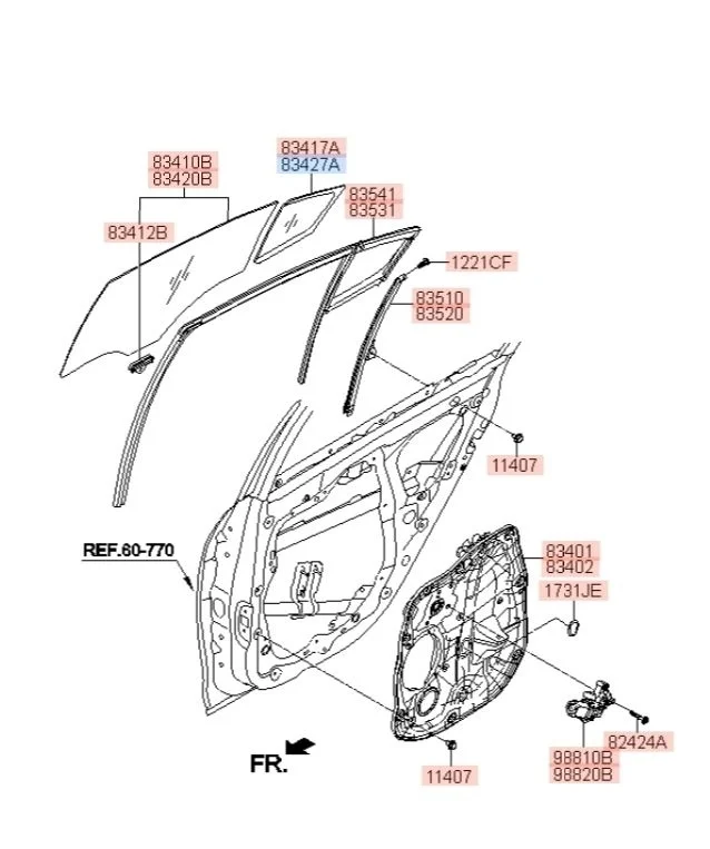 Форточка двери Kia Cerato 2015 YD