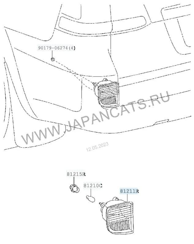Фонарь противотуманный Toyota Land Cruiser 2008-2021 J200