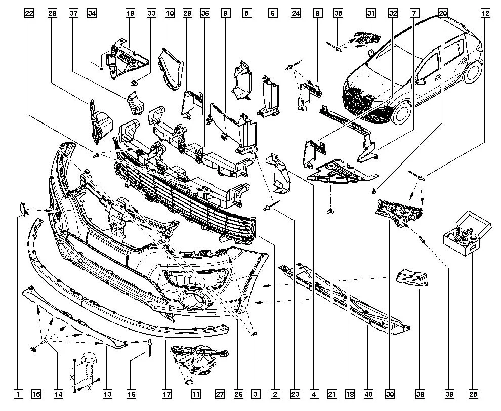 Накладка бампера Renault Sandero 2014-