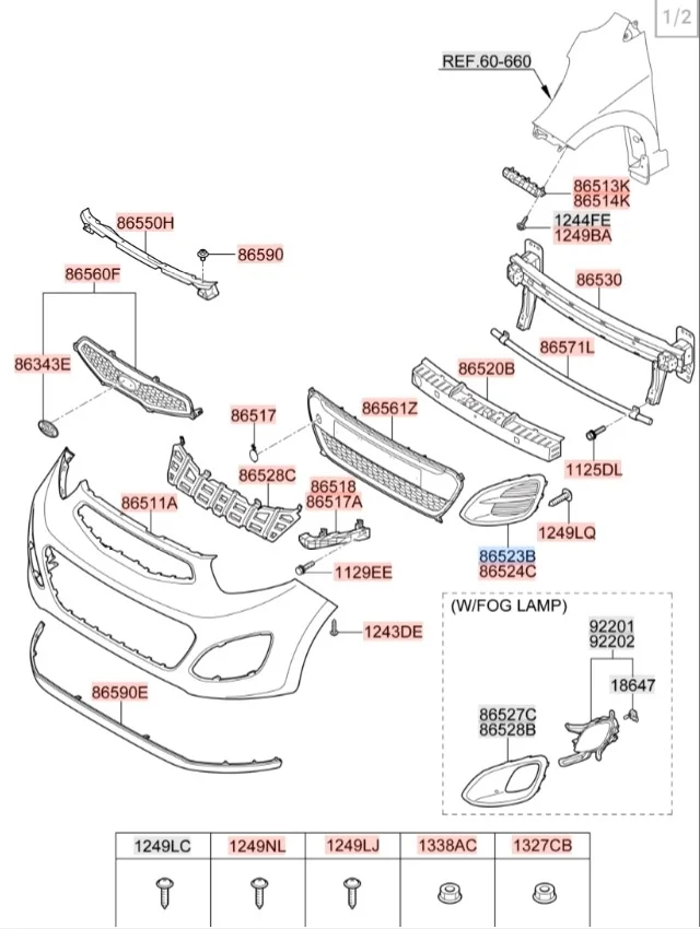 Заглушка в бампер Kia Picanto Morning TA