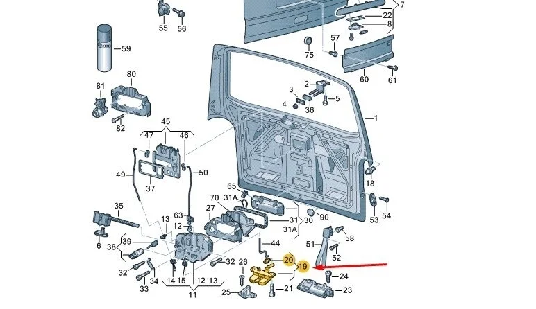 Замок крышки багажника Volkswagen Transporter T5