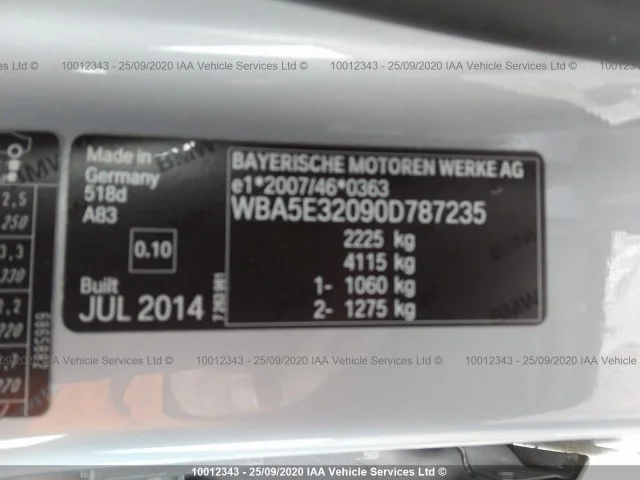 Продажа BMW 5er 2.0D (190Hp) (B47D20A) RWD MT по запчастям