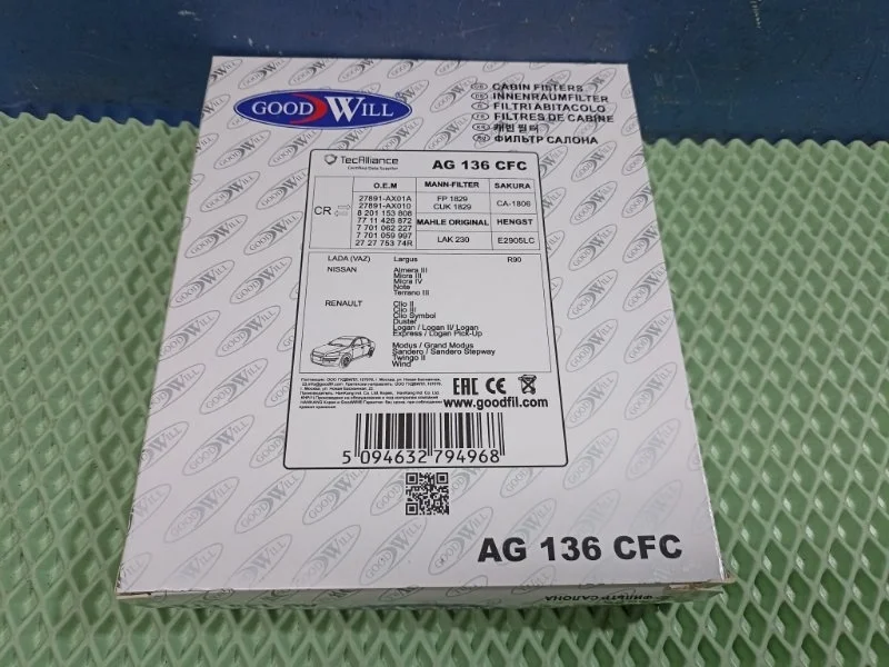 Фильтр салонный Renault Sandero Stepway 1 2014 AG136CFC