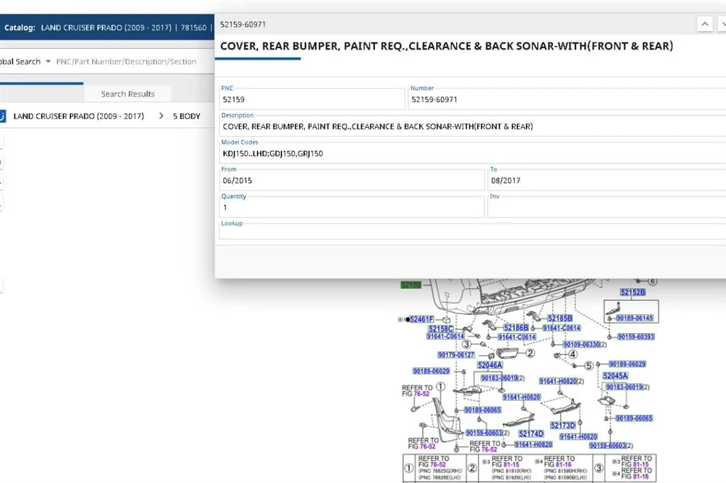 Бампер задний Toyota Land Cruiser Prado 150 рестайлинг (2013—2017)