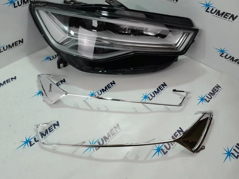 Маска фары хромированная Audi A6 2014-2018 4G0941774H C7, передняя левая