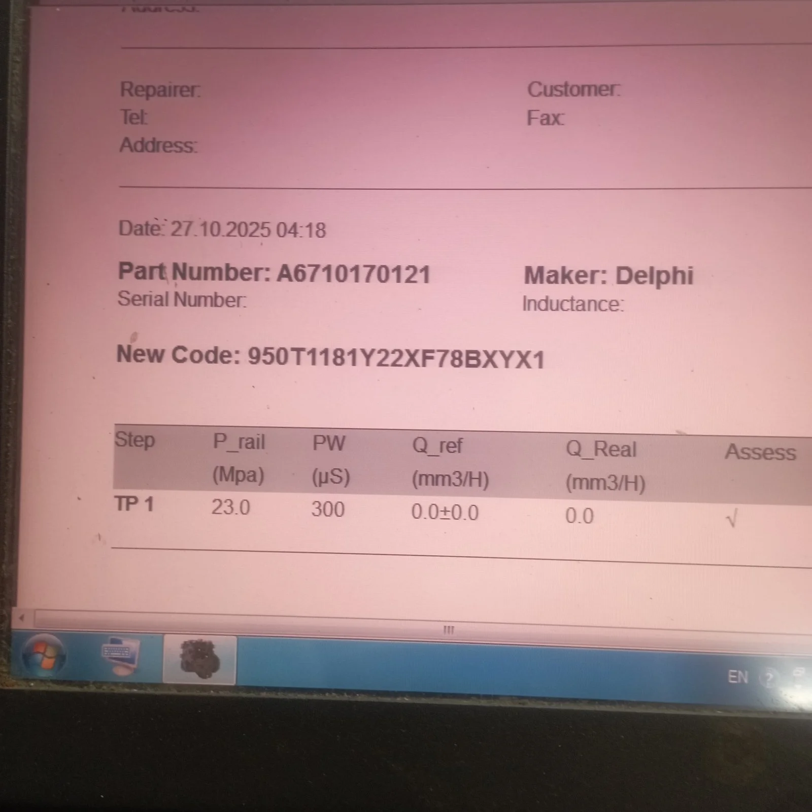 Форсунка delphi евро5 d20dtf/d20dtr Ssangyong Actyon C200