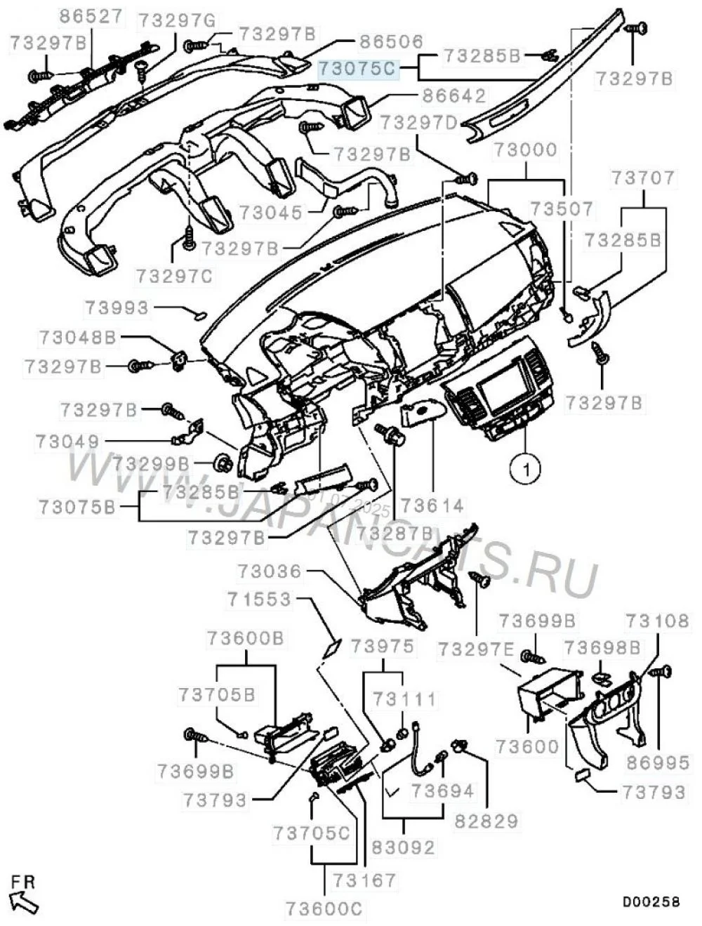 Накладка декоративная на панель Mitsubishi Lancer X (2007—2010)