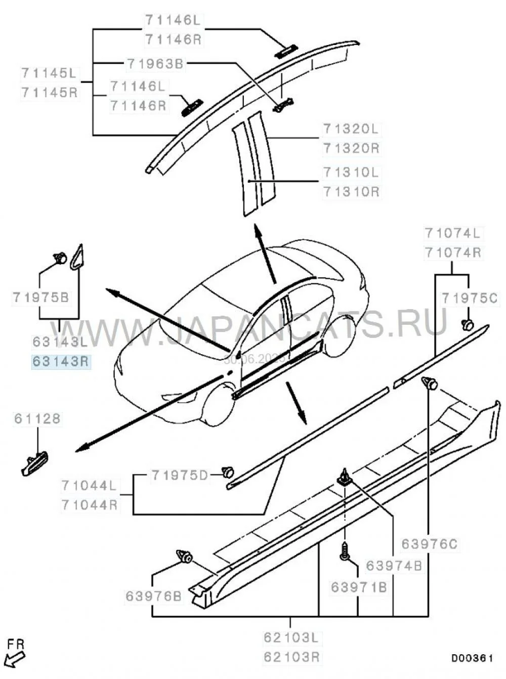 Накладка переднего крыла правого Mitsubishi Lancer X (2007—2010)