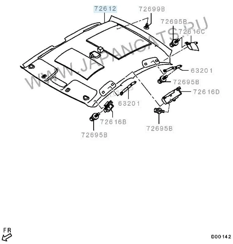 Обшивка потолка Mitsubishi Lancer X (2007—2010)