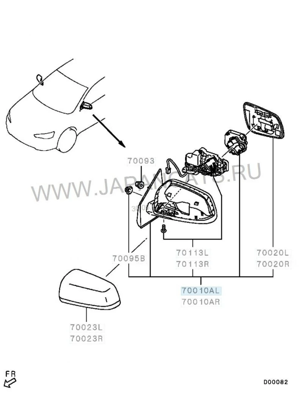 Зеркало левое электрическое Mitsubishi Lancer X (2007—2010)