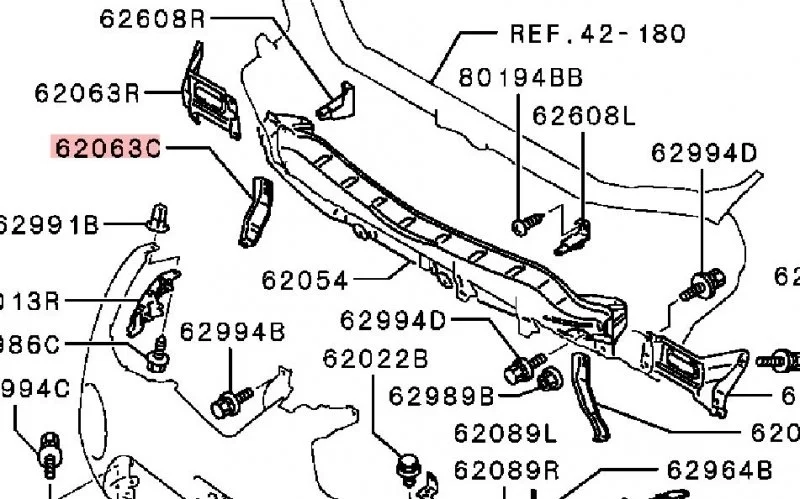 КРОНШТЕЙН БАМПЕРА MITSUBISHI L200 2005- 2005 2006 2007 2008 2009 2010 2011 2012 2013 2014 2015 MN167870 4D56U, передний правый