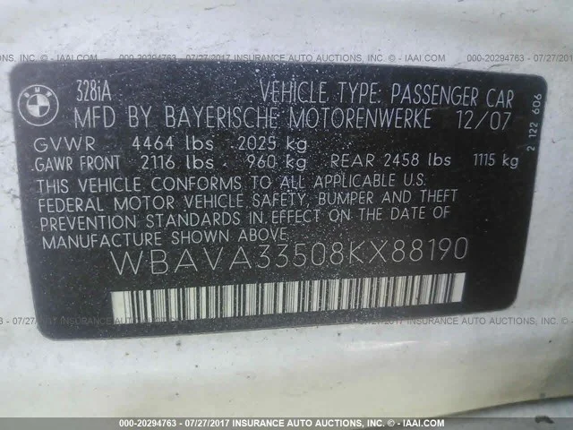 Продажа BMW 3er 3.0 (258Hp) (N52B30) RWD AT по запчастям