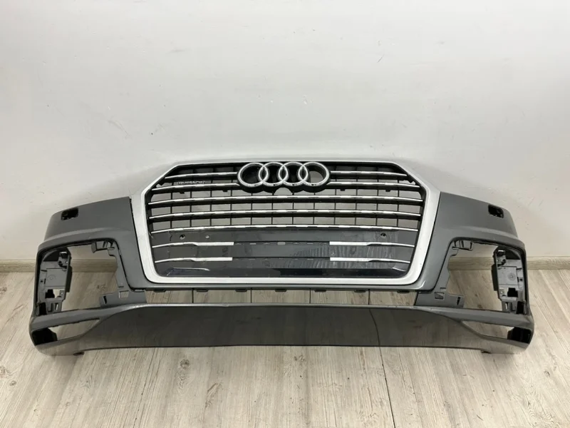 Бампер в сборе со спойлером и решеткой Audi Q7 S-line 2015-2020 4M