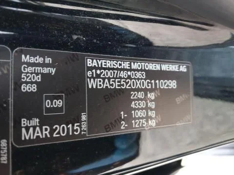 Продажа BMW 5er 2.0D (190Hp) (B47D20A) RWD AT по запчастям