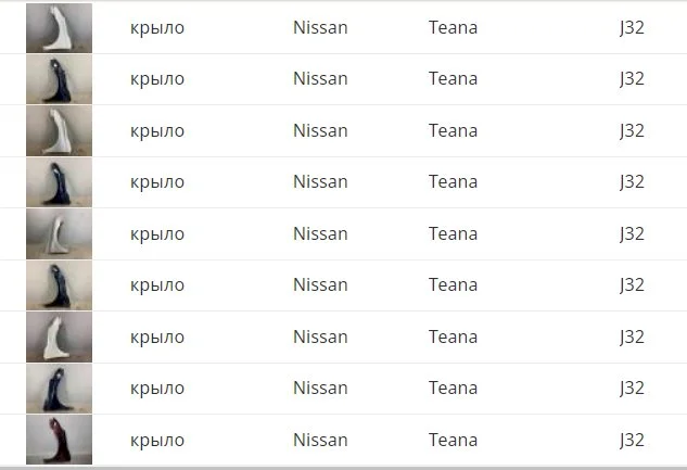 Крыло правое для Nissan Teana J32 2008-2013 на фотографиях