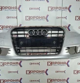 Накладка переднего бампера Audi A6 2012 4G0807065B C7 Б/У В сборе с решоткой потёртости царапины цвет серебро (4G0807065B)
